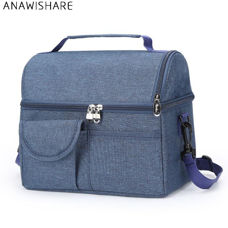 ANAWISHARE-bolsa nevera portátil gruesa, fiambrera térmica de aislamiento, Picnic, alimentos, bebidas, mantenimiento fresco, contenedor portátil de hielo