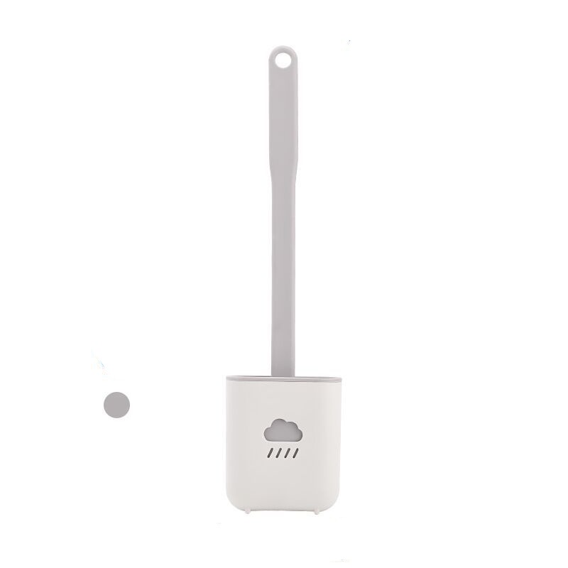 Cabezal plano de cepillo de silicona para inodoro, cepillo Flexible de cerdas suaves con soporte de secado rápido, accesorio de limpieza para huecos de baño: grey