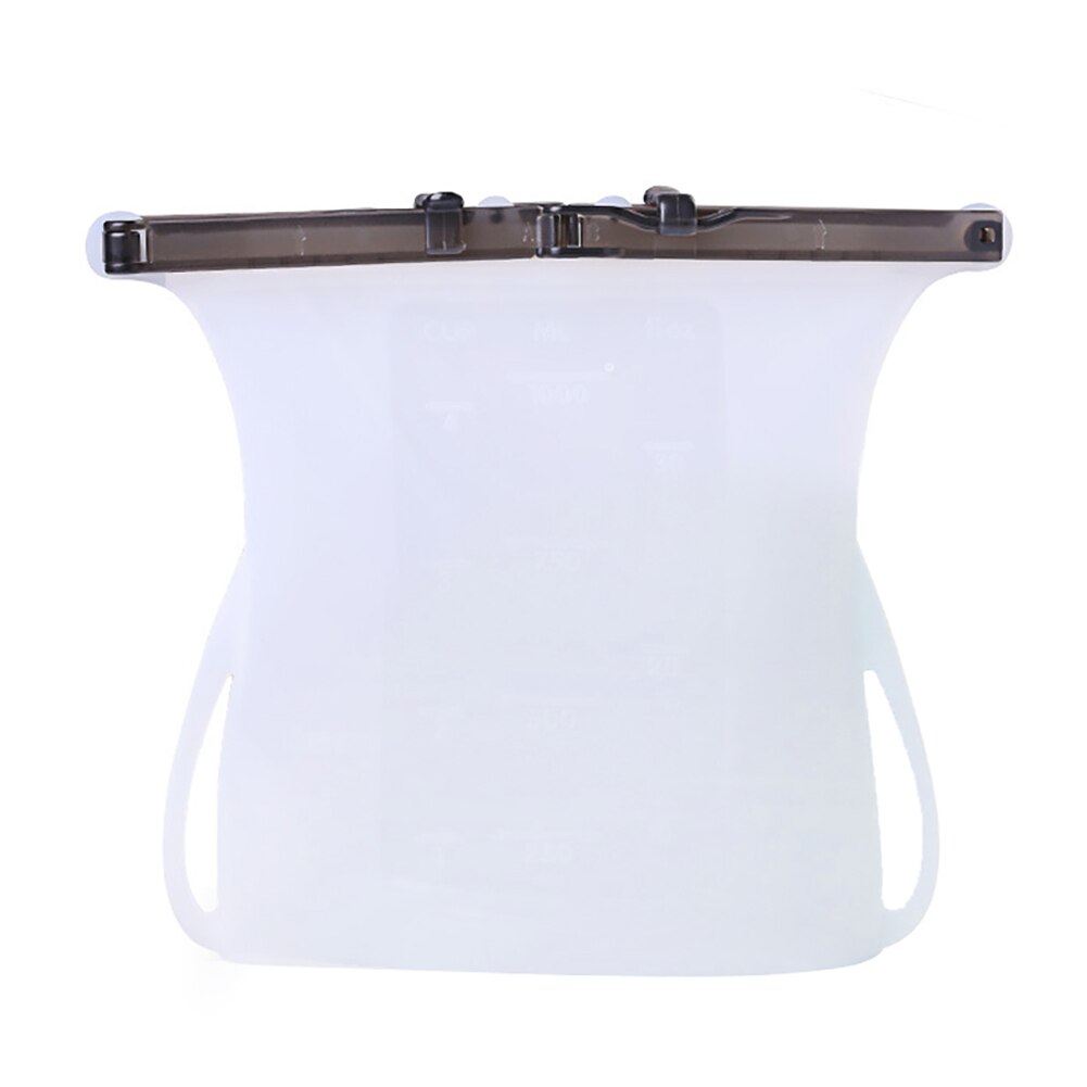 Reusable Silicone Food Storage Bags Zip-lock Freezer Cooking Fresh Bag Upgrade Seal Leakproof Container Liquid Snack Storage: white / 1000ML