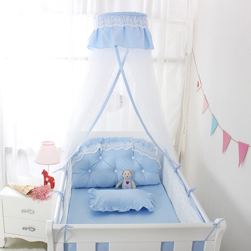 Scandinavische schattige kant roze babybed klamboe hangend koepelnet kinderbed gordijn babykamer decoratie