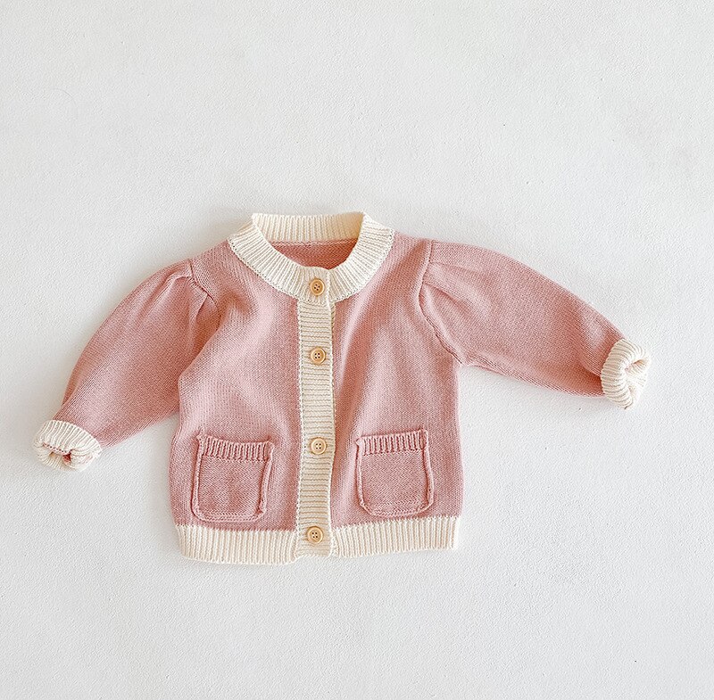 Appena nato A Maglia Vestiti Del Bambino Dei Ragazzi Del Manicotto della Bolla Maglie E Maglioni Ragazze Del Bambino di Autunno Inverno Carino Cuciture Maglione di Colore 2020 di Modo: 93021sweaters1 / 6m