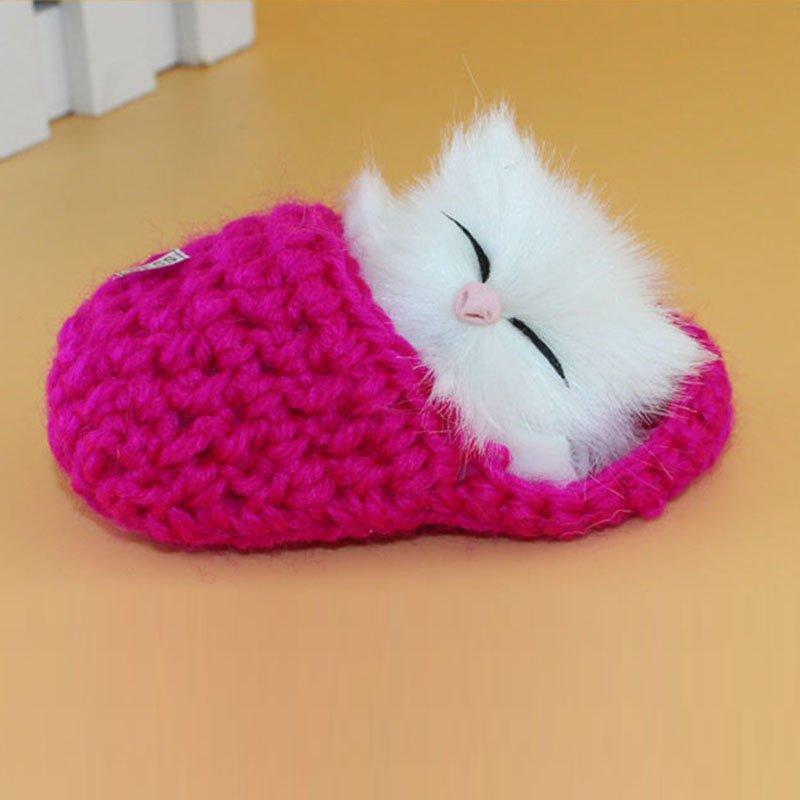 Jouet joli chaton miaou pression 1 pièce | Mignon petits chats dormir ou assis, pantoufle drôle petit chat sonnant, décoration de maison voiture et de bureau: G