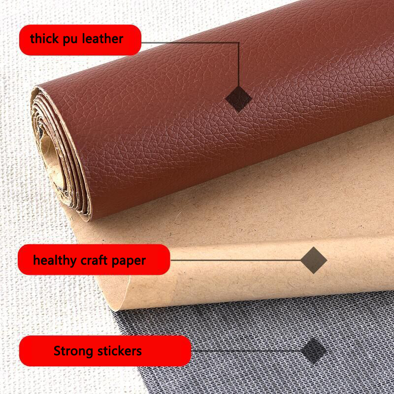 137 x 200cm pu lær stoff selvklebende fikse subsidier simulering hud tilbake siden klebrig sofa stoffer lapper klistremerker