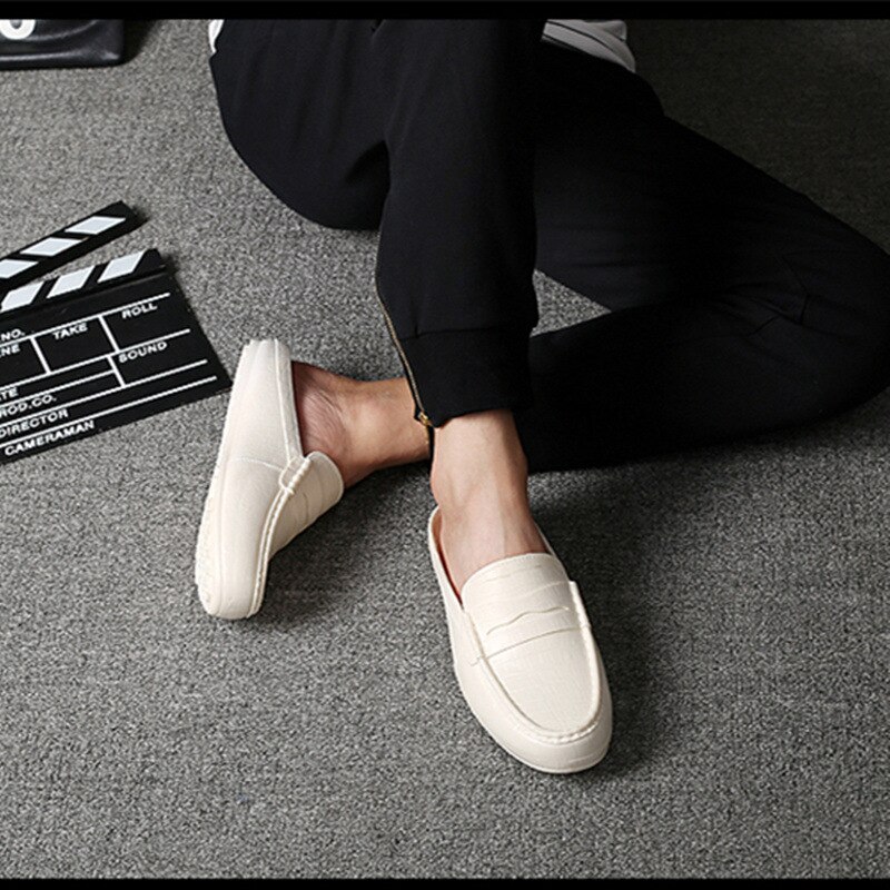 Mazefeng menn skinntøfler utendørs halv loafers lett halv sko pustende muldyr for menn sommer fritidssandaler