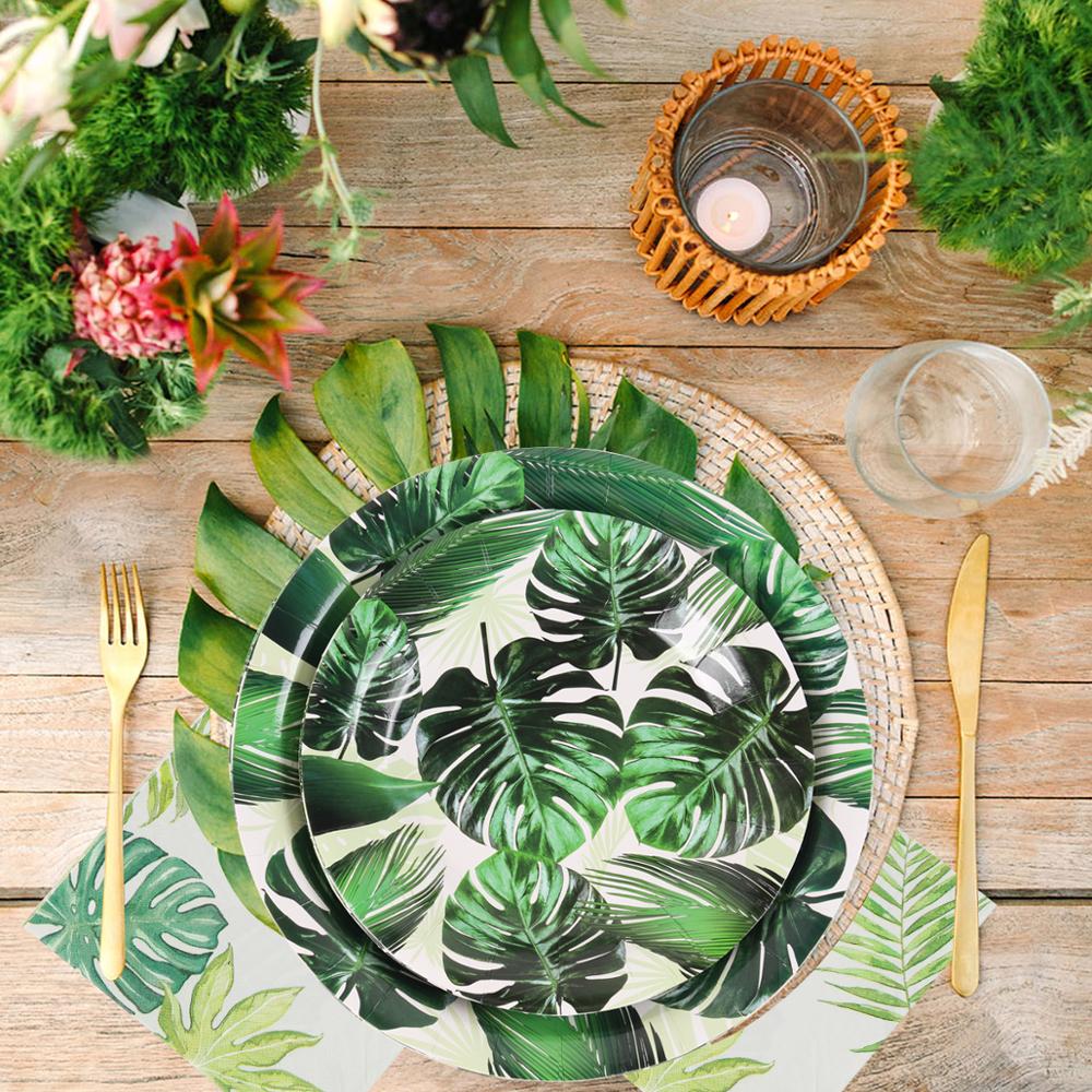 Huiran hawaii skildpadde blad engangsservice sommer tropisk fødselsdagsfest dekor creen papir plader kopper hawaii festartikler