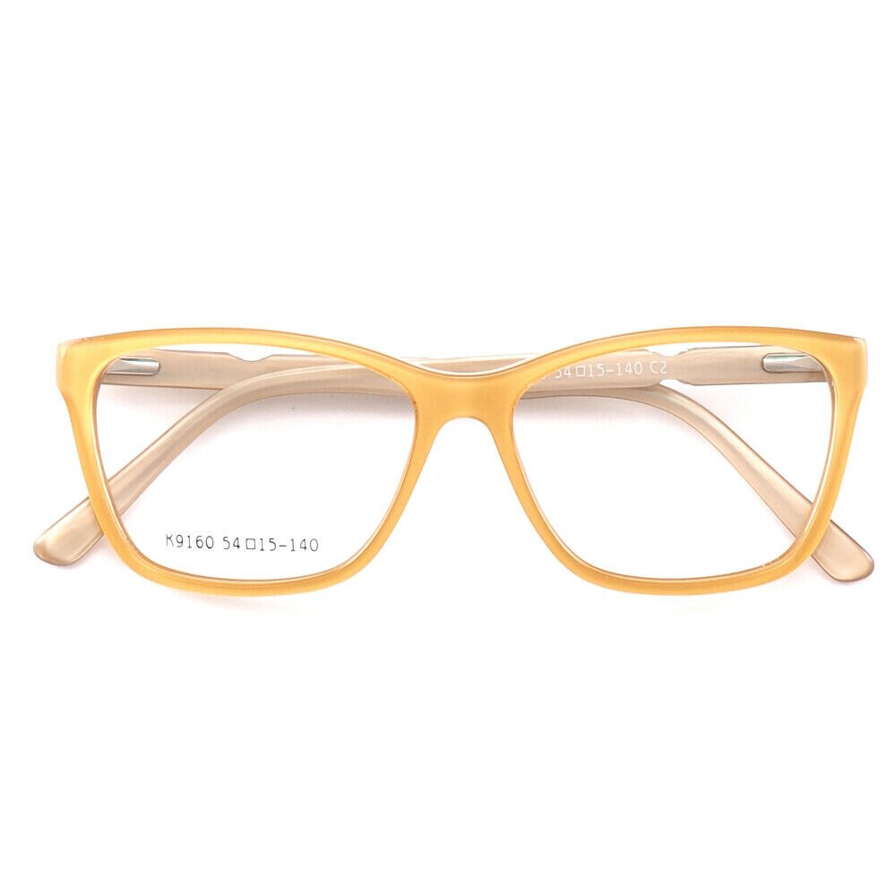 Monturas de gafas cuadradas a la para mujer, lentes ópticas con de ojo de gato, graduadas, en colores rosa, amarillo, azul y rojo: Yellow c2