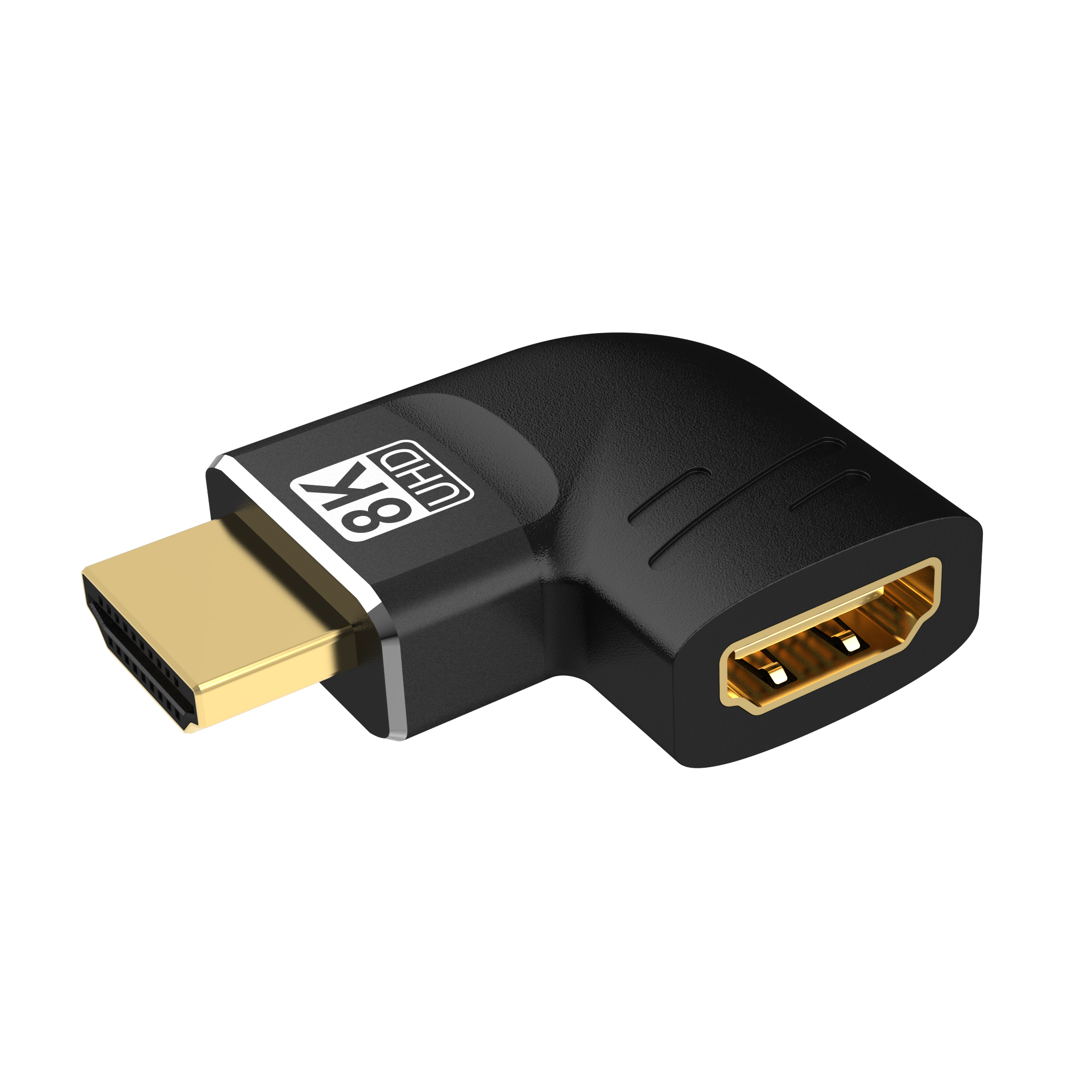 Adaptador de 90 grados Compatible con HDMI, 8K, ángulo recto de 90 grados, 270 grados, Conector de expansión macho a hembra: Grey