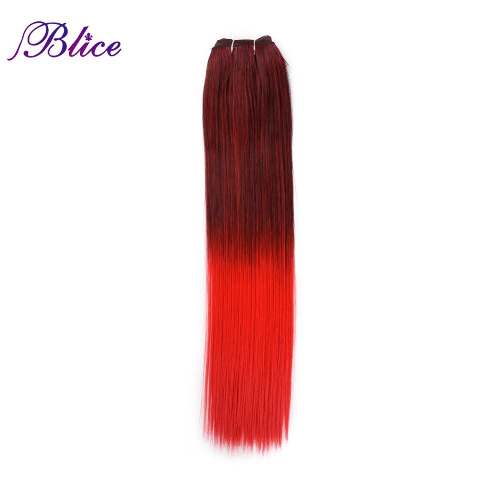 Blice Synthetische Haar Weben 18 zoll Mix # 1B/Rot Yaki Gerade Doppel Lange Schuss Nähen in Haar Extensions 100G/Stück 3 teile/los