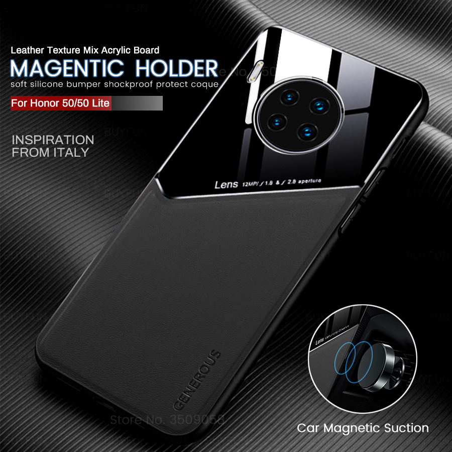 Suporte magnético do carro capa de couro para honra 50 lite caso em honer xonor honra 50 lite 50 luz nth-nx9 6.57 &quot;proteger coque
