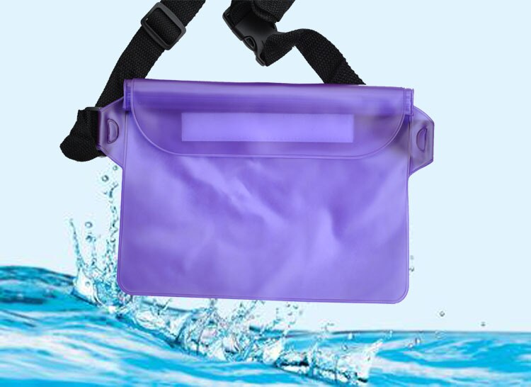 Riñonera impermeable para natación y buceo, morral de cintura para buceo, resistente al agua, en seco bajo el agua, bolsa con bolsillo: Purple