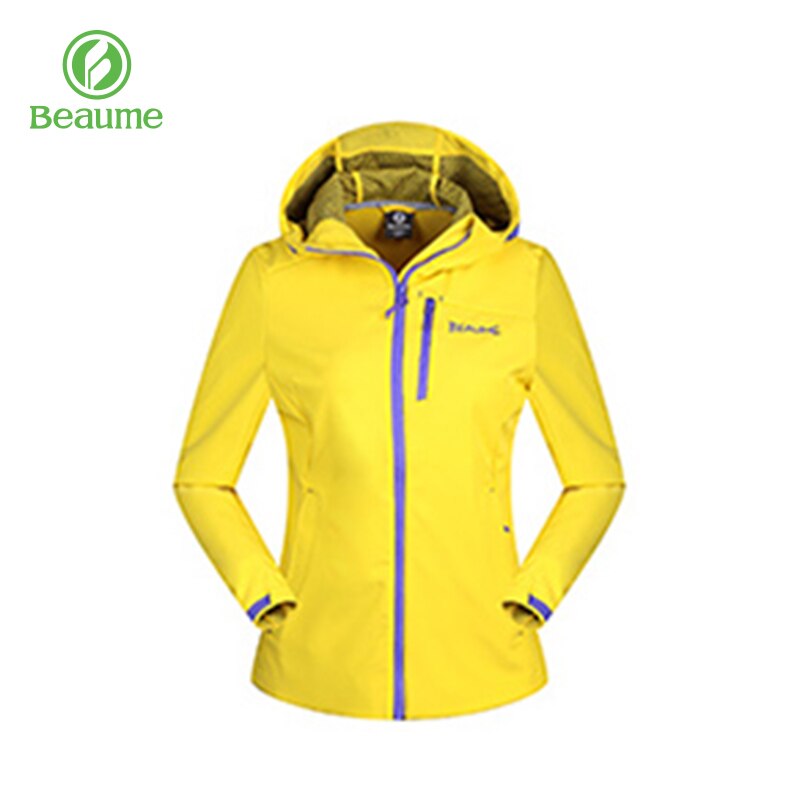 Beaume Windproof Sports Winter Lightweight Hooded Thick Softshell Women's Jacket for Skating 71016 Yellow