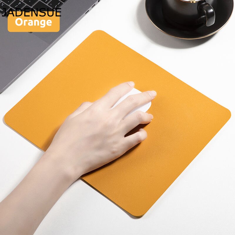Lindo Mouse Pad de cuero de la PU de Color sólido Simple escritorio Mats impermeable de la Oficina alfombrilla de ratón para portátil Juegos de ordenador Deskpad: 25x21cm Orange