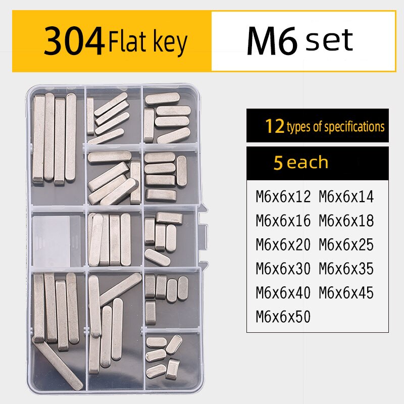 304 stainless steel split pin elastic pin cylindrical pin pin key set: 304Flat(keyM6set
