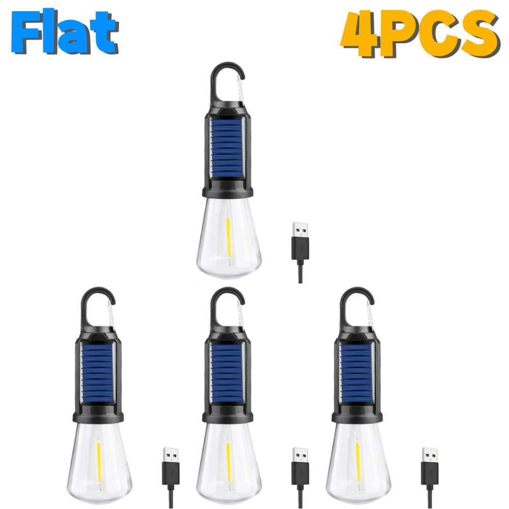 1-5pz Lanterna di illuminazione a portato solare con gancio Luce d'atmosfera per barbecue Ricarica USB Lampada portatile portatile impermeabile per barbecue da campeggio: Sea blu