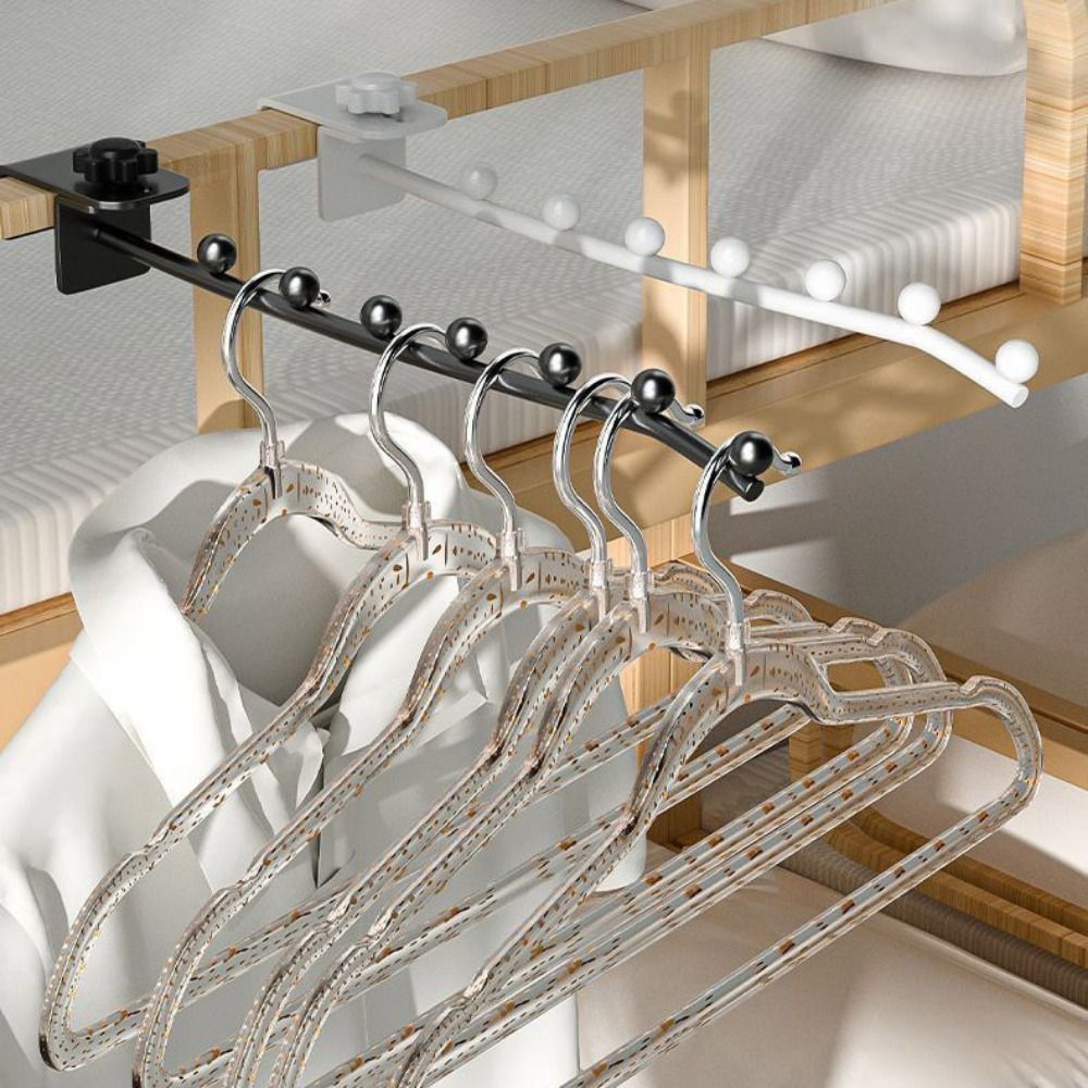 Portable Iron Wall Mount Clothes Hanger Adjustable Black/White Clothes Drying Rack Space Saving Clothes Storage Hangers for Home