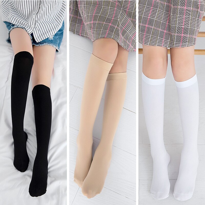3-12Y Frühling Sommer Mädchen Nette Schüler Schule Dicke Socken Art Strümpfe freundlicher Samt Kniehohe Lange Feste Weiß Streifen Oberschenkel