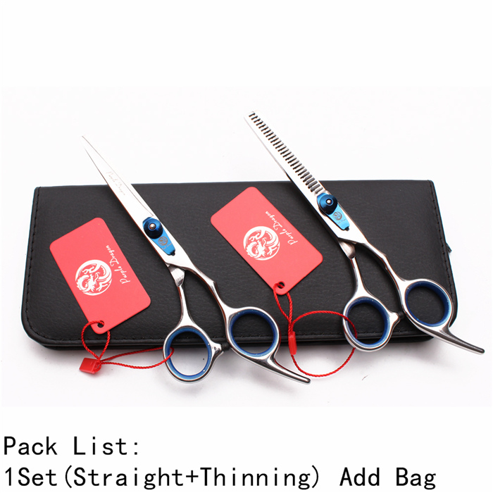 6 pulgadas JP-Tijeras de aseo para perros con tornillo azul inoxidable, tijeras normales para adelgazamiento, tijeras profesionales para mascotas, Z1003: Z1003 Lan D 6Y