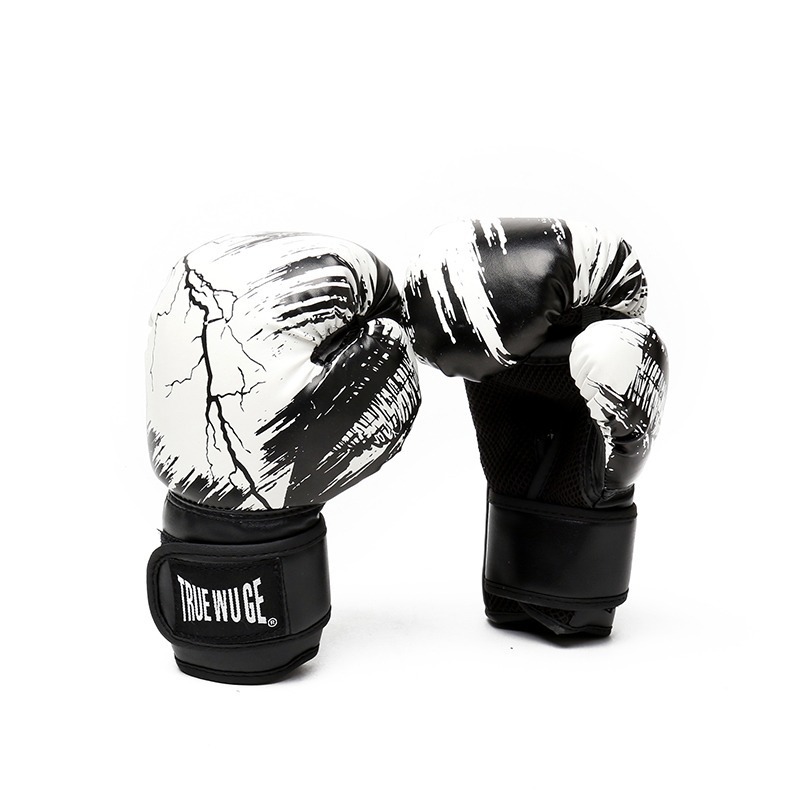 Guantes De Kick Boxing para hombres y mujeres PU Karate Muay Thai Guantes De Boxeo lucha libre MMA Sanda entrenamiento adultos niños equipo: Blanco / 9 pulgadas