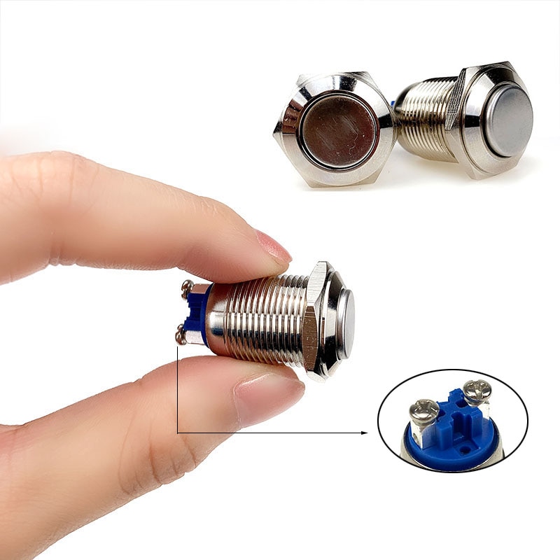 16mm IP67 Metal Push Button Switch Waterproof Nickel Plated Brass Self-reset Momentary Locking Latching NO High/Flat Round