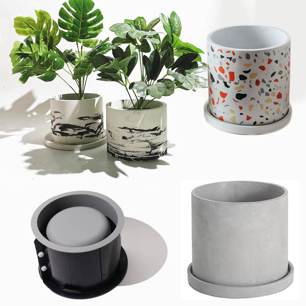 Duże donice ogrodowe z lastryko Forma silikonowa Okrągłe formy betonowe robić doniczki 15 cm Świeca Kubek Żywica Naczynie Forma gipsowa