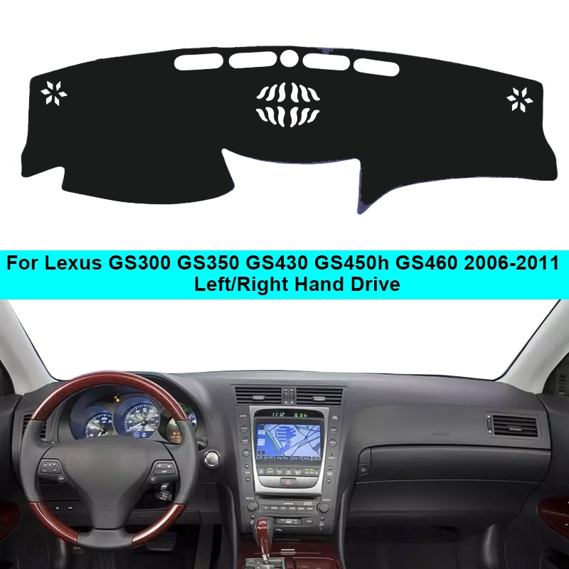 Til lexus gs  gs300 gs350 gs430 gs450h gs460 2006 - 2011 lhd rhd 2 lag bil dashboard cover tæppe cape dashmat protector pad