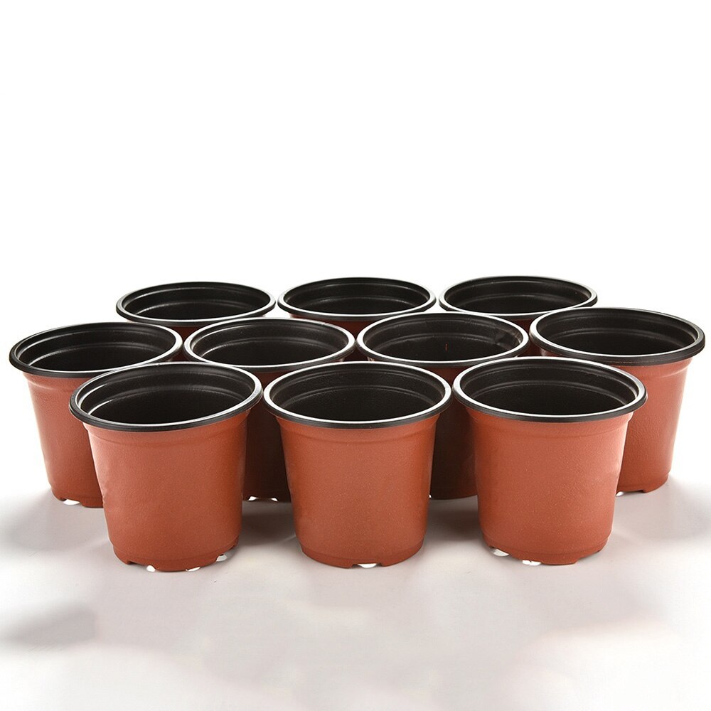 10 pcs Mini Plastic Round Flower Pot Terracotta Nursery Planter Home Office Decor Green Plant Artificial Refinement Garden Tools