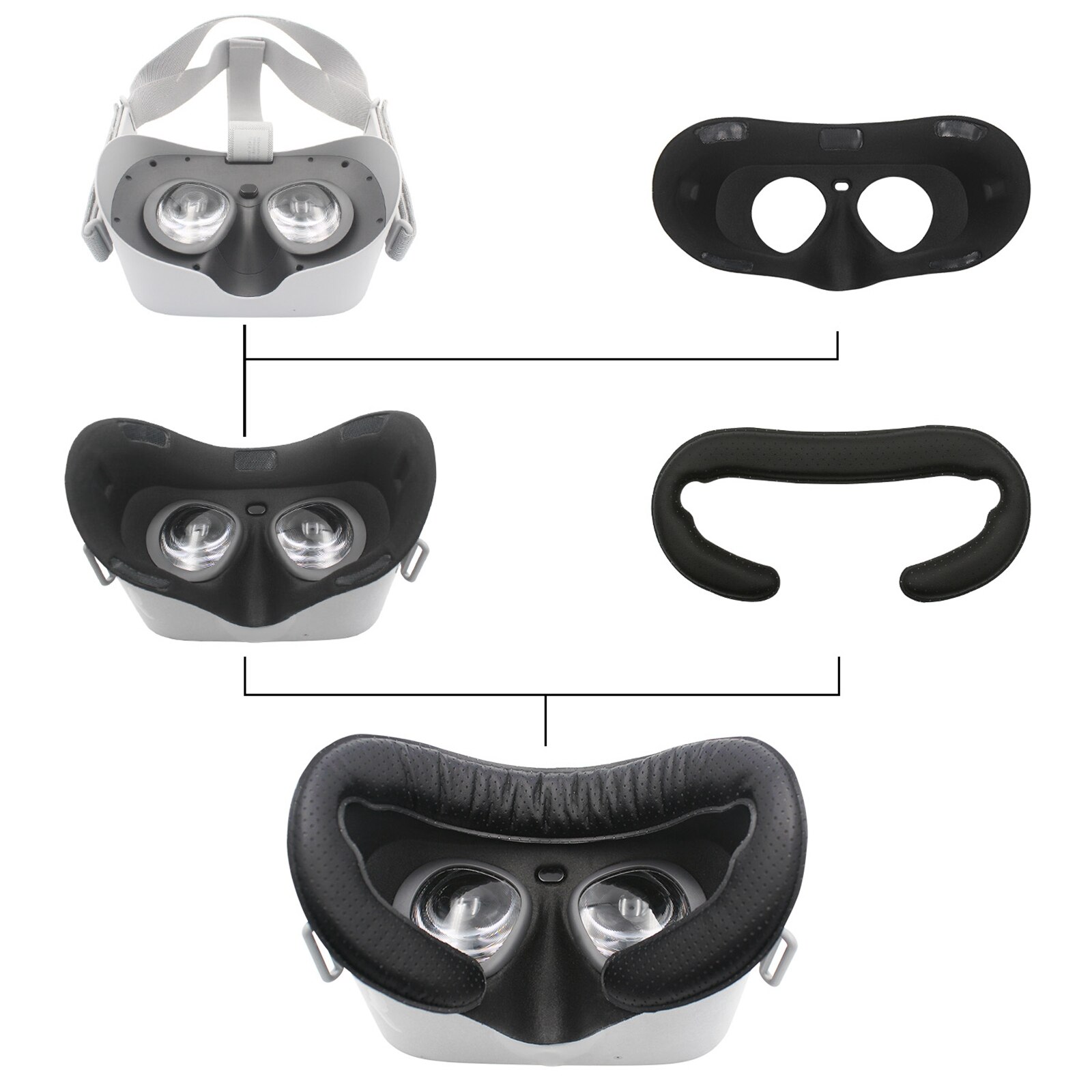 Replacement Breathable Leather Foam Pad with Eye stickers for Oculus Go Facial Interface