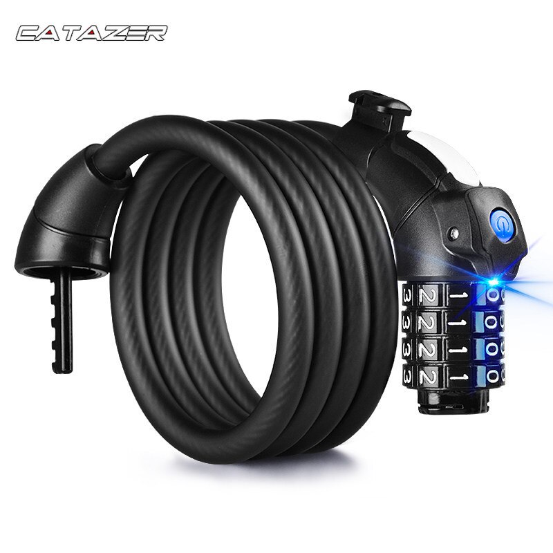 Anti-theft Mountain Bike Lock Bike Lock with Light Combination Lock General Bicycle Scrub Steel Cable Lock LED Luminous Lock