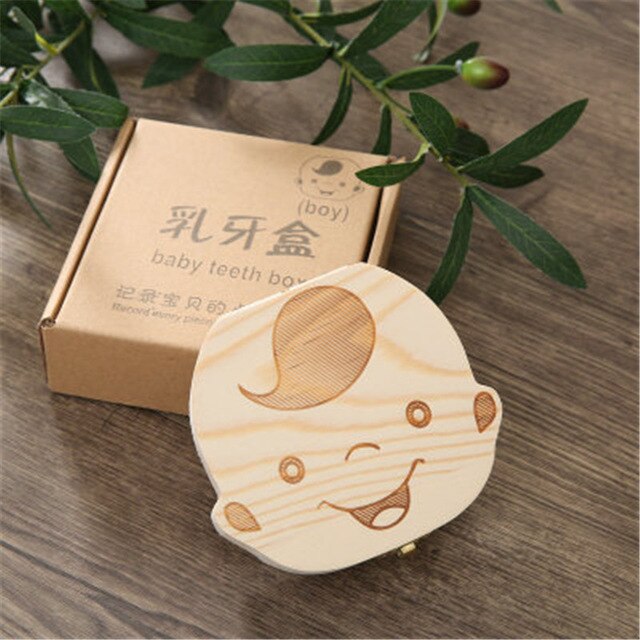 Russisch/Frans Kids Houten Tand Doos Babies Tand Organizer voor Kid Bladverliezende Opbergdoos Creatieve Kind Melk tanden Doos: Russian Boys