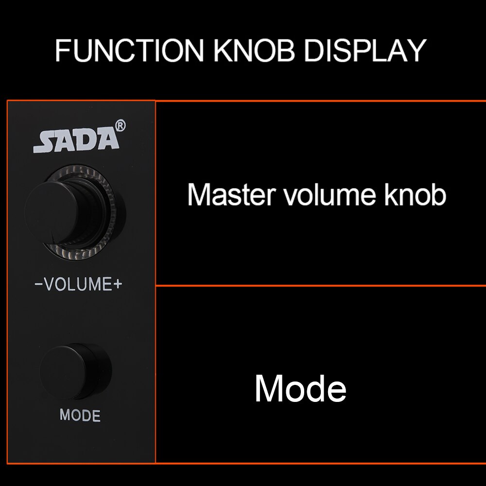 SADA D-201 USB Wired Bluetooth Speaker Set BT Computer Speakers Bass Music Player Subwoofer Sound Box For Desktop PC Smart Phone