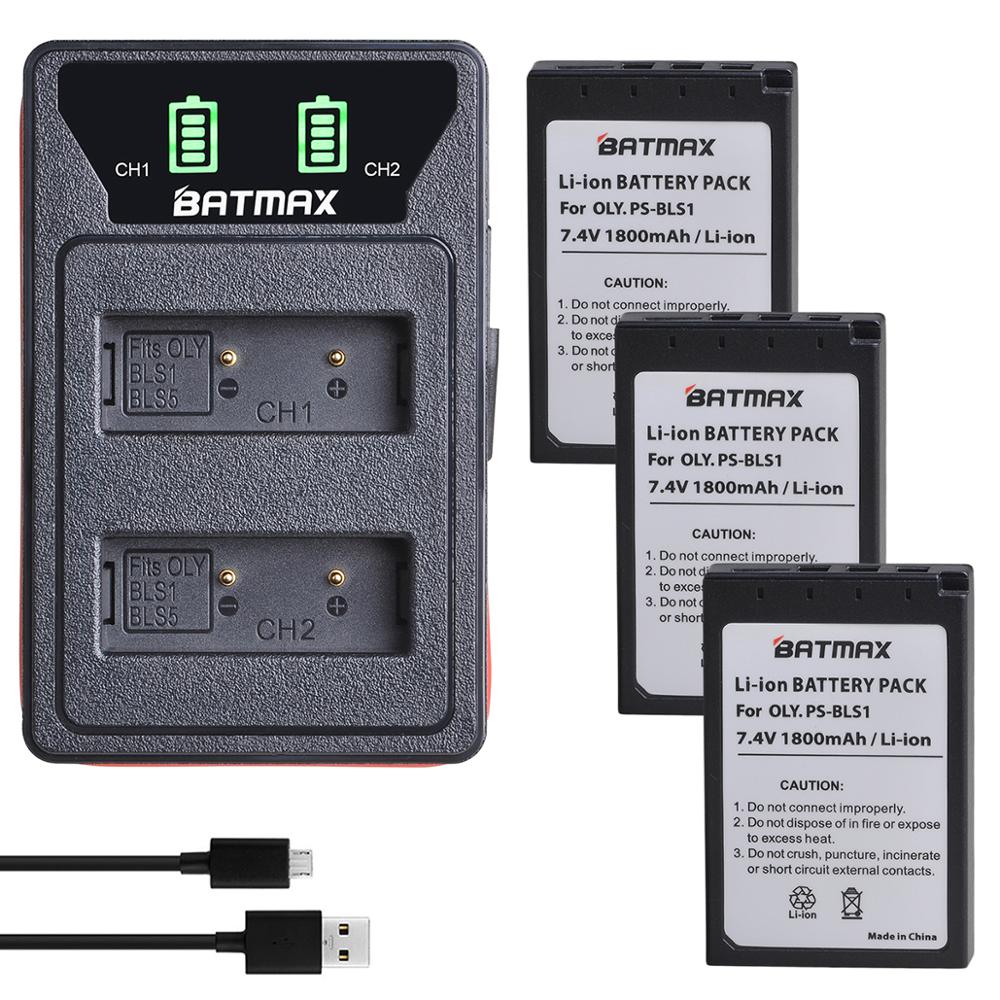 BLS 1 BLS1 BLS-1 Batterien + Bulit-in LCD USB Dual Ladegerät für Olympus E-PL1 E400 E410 E420 E450 e620 E-P1 E-P2: Black