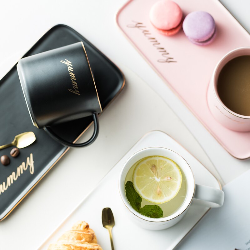 Ceramic Coffee mug european tea cups and saucer sets turkish tumbler latte cup Soy Milk Breakfast Mugs Dessert Plate