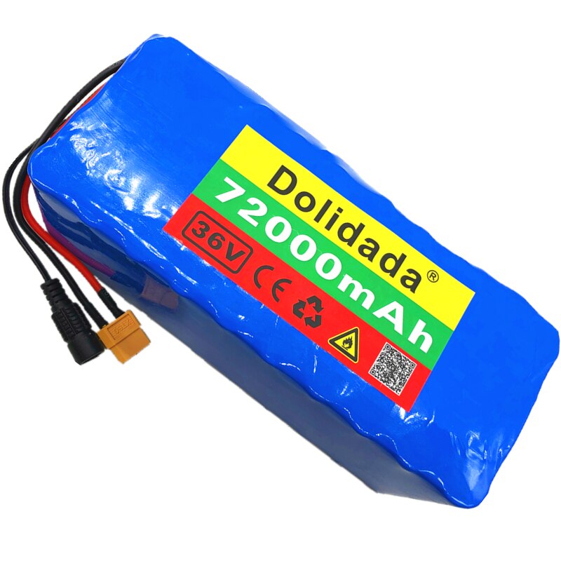 XT60 interface 36V battery 10S4P 72Ah battery pack 500W high power battery 42V72000mAh Ebike electric bike BMS