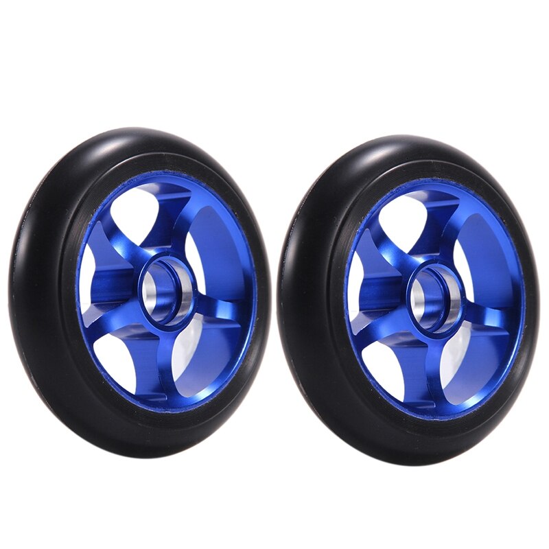 2 Stuks 100Mm Scooter Vervanging Wielen Met Lagers Aluminium Slijtvast Pu Scooter Onderdelen Scooter Accessoires: blue
