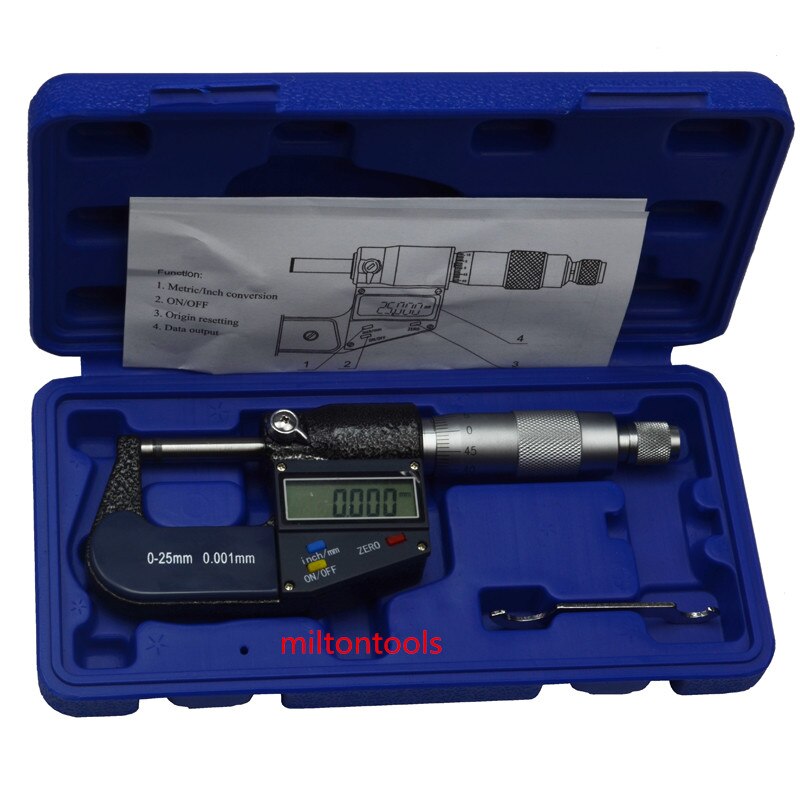25mm/0.001mm Electronic Digital Micrometer micron digital outside micrometer thickness measuring gauge