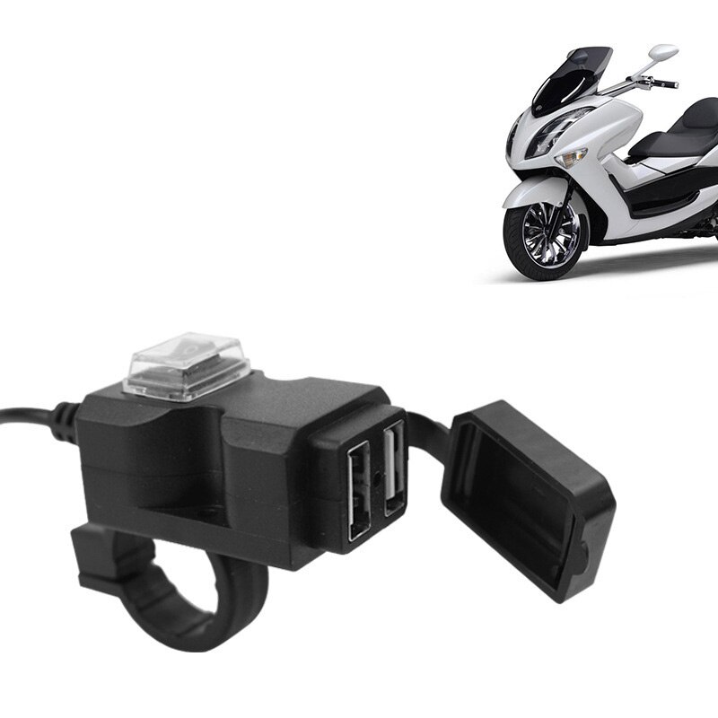 Tioodre kaksoisportti usb 5v 1a/2.1a vesitiivis moottoripyörä ohjaustanko syöttö pistoke pistoke adapteri laturi virta yleismatkapuhelin