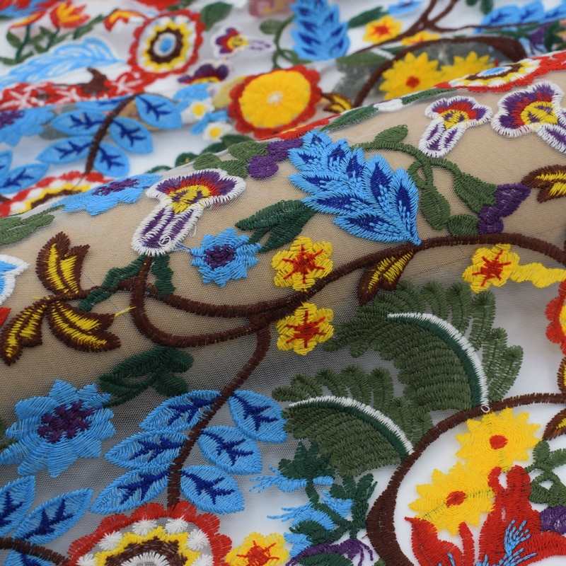 Modern Flower Pattern Beautiful Cotton Lace Fabric Mesh Patchwork Fabric Cloth Sewing Tissu au Metre DIY Tecidos