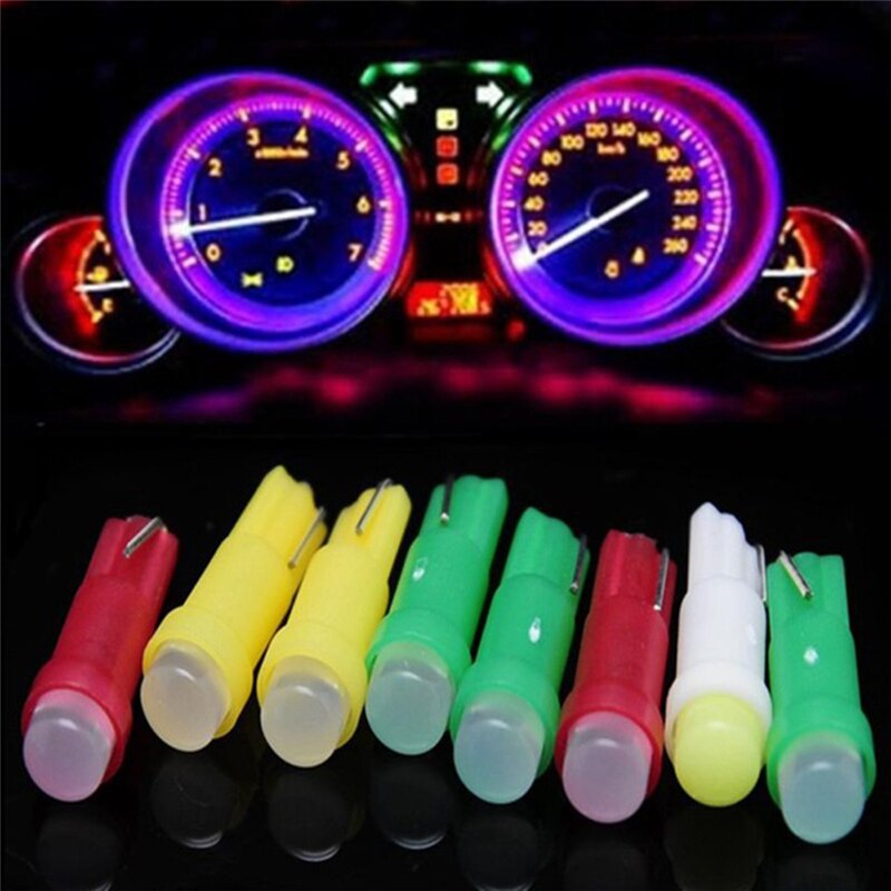 10 stk auto ledet pære  t5 1 smd bil kolbe instrument lys indikator pære auto bil tilbehør interiør lys hette lys plast lampe