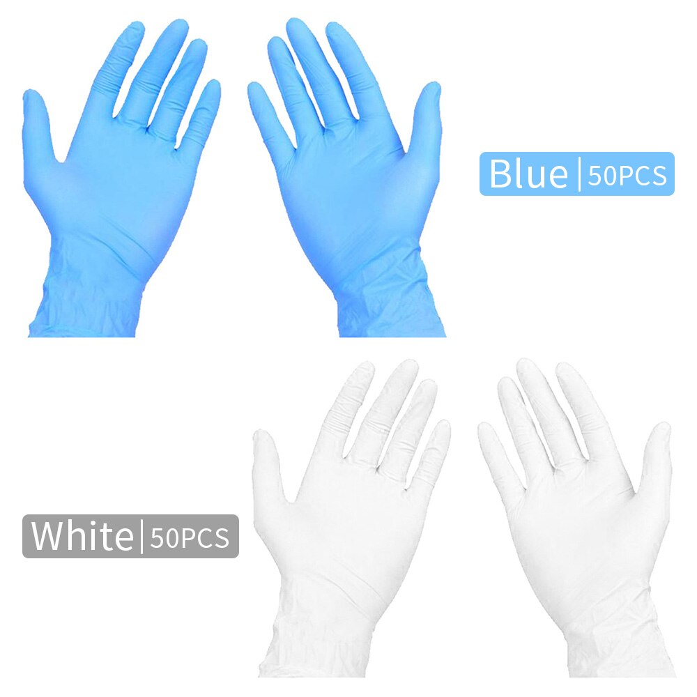 50 stk engangshandsker gummi latex handsker uden pudderhandsker støvtætte universal køkken/opvask/arbejde/have s/m/l