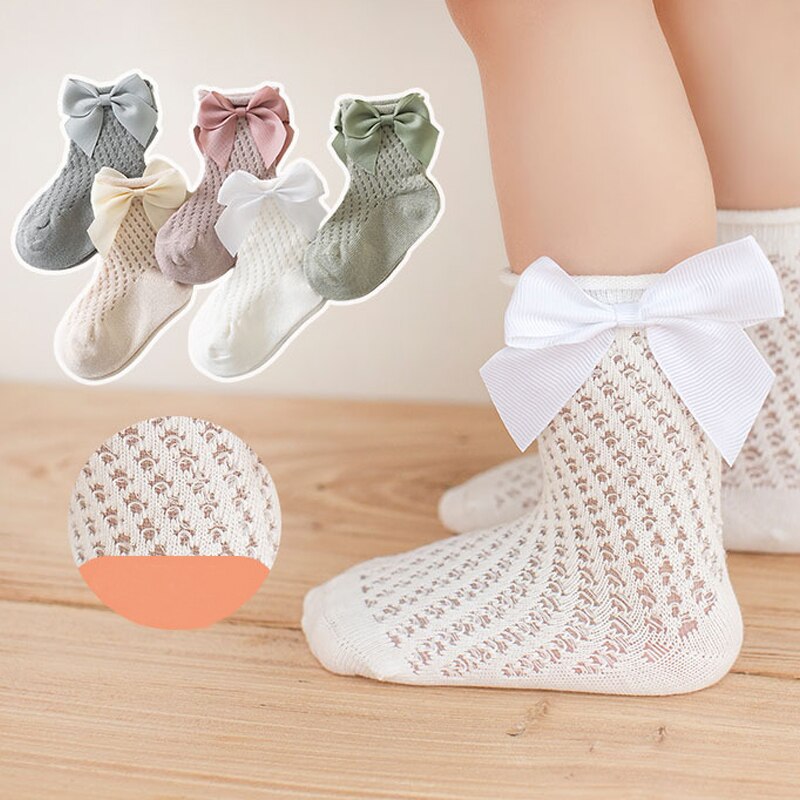 COBCO Marka małe dzieci dziewczyny skarpetki kokardka dla dzieci skarpety letnie dzieci siatka bawełna siatka hiszpańnarty styl dzieci 0-5 lat oddychające skarpety