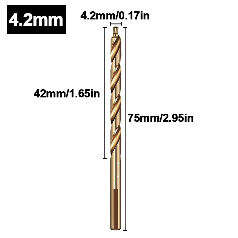 Broca helicoidal escalonada de cobalto, taladro de vástago recto de acero de alta velocidad M35 (3-13 mm) para metal, acero inoxidable y hierro: Grey
