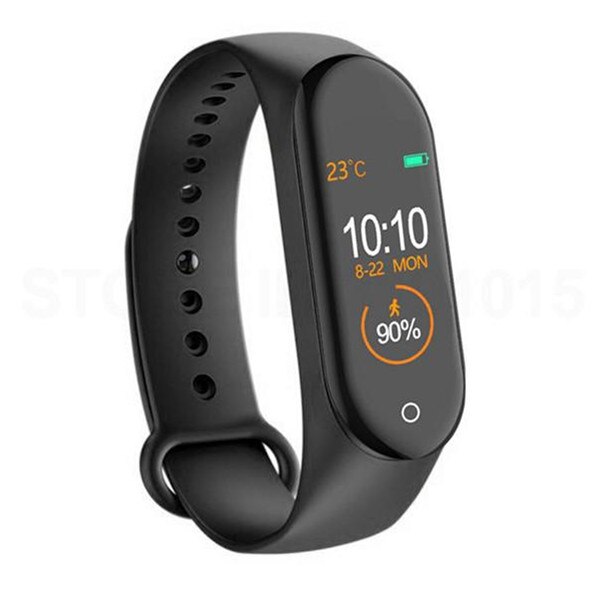 Sport Running Pedometer M4 Smart Wristband Heart Rate Waterproof Touch Screen Bluetooth Fitness Tracker Pedometer: BLACK