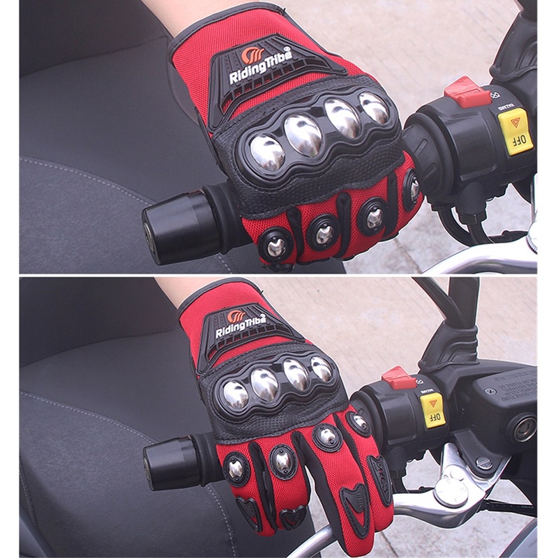 Guanti da moto da donna con nocche rigide e pugno in acciaio inossidabile ingranaggi protettivi tocco-schermo traspirante antiscivolo MCS-29B