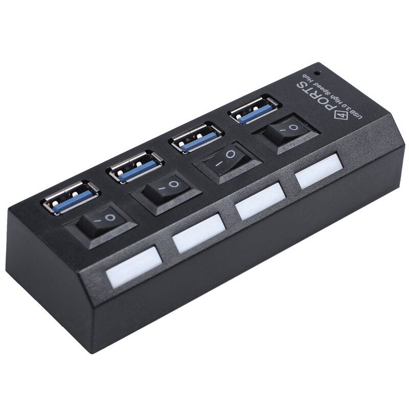 Usb 3.0 hub 4 poorten supersnelheid 5 gbps 4-- poorts usb 3.0 zwart & hoge snelheid 5 gbps 4-- poorts usb 3.0 hub-adapter