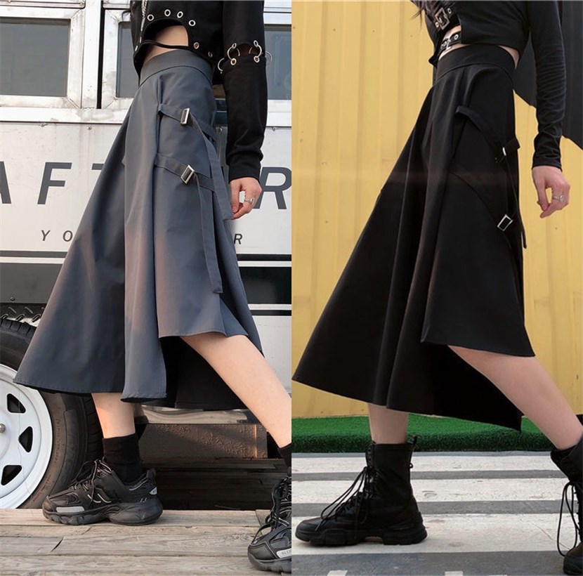 Japansk stil gotisk kimono retro gotisk punk kvinner menn høy midje svart lange bukser årgang harajuku kult streetwear