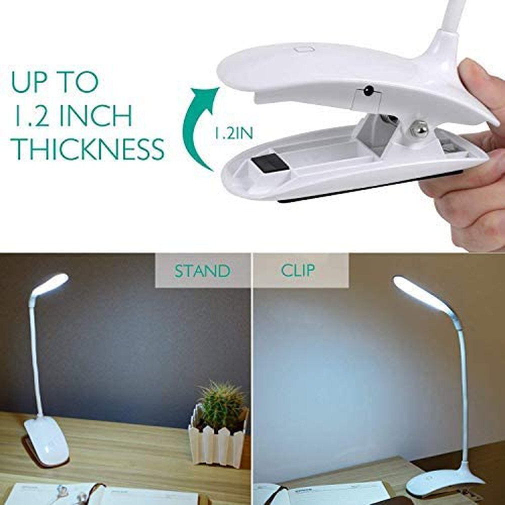USB Charging Long Arm Folding Clip Lamp Reading Eye Protection Lamp With Touch Panel Chargeable Light