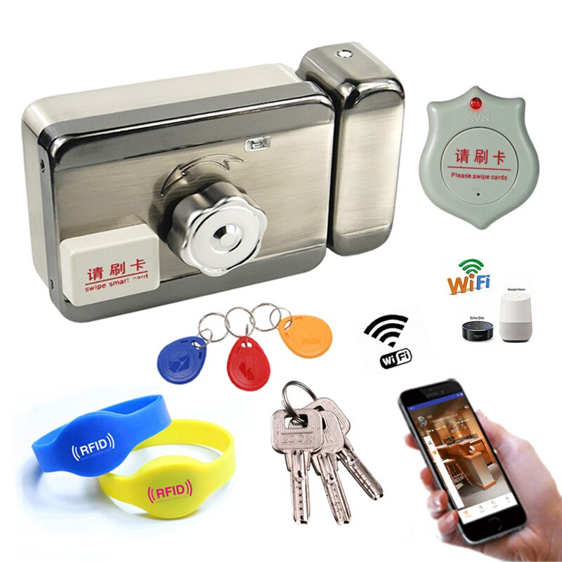 DC12V Electric RIM Lock for Metal Door Gate Electric Door Lock Opener 125KHZ RFID Card Lock Keyless Lock Electric Release