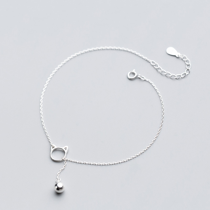 Mloveacc Nieuwkomers 925 Sterling Zilveren Kwastje Kat Bell Charm Enkelbanden Mode Enkelband Voor Vrouwen Sterling-Zilver-Sieraden