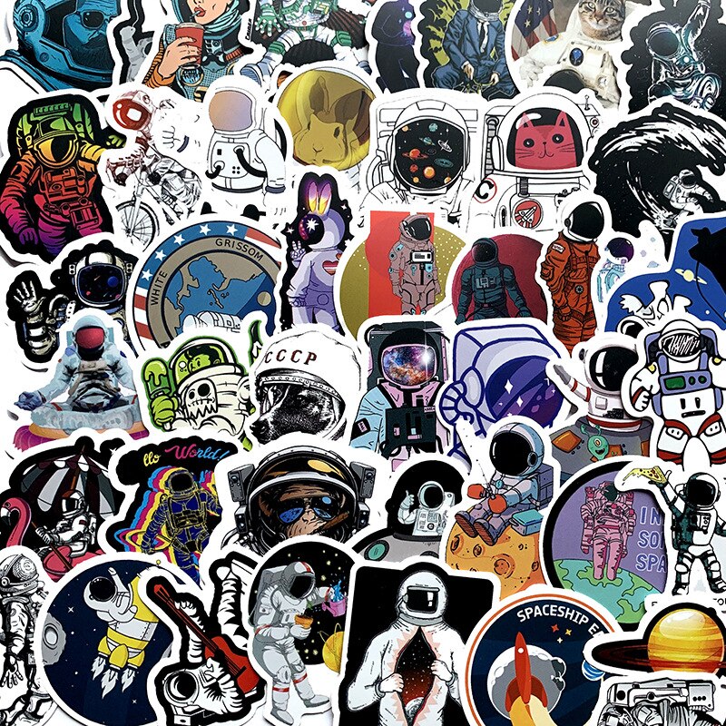 50Pcs Outer Space Astronaut Stickers Voor Waterdichte Sticker Laptop Motorfiets Bagage Snowboard Koelkast Telefoon Auto Sticker