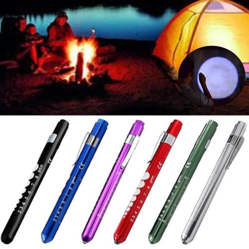 Stylo médical de poche en alliage d&#39;aluminium, 8 pièces, lampe torche Otoscope ophtalmoscope, lampe de poche LED pour le contrôle dentaire de la gorge